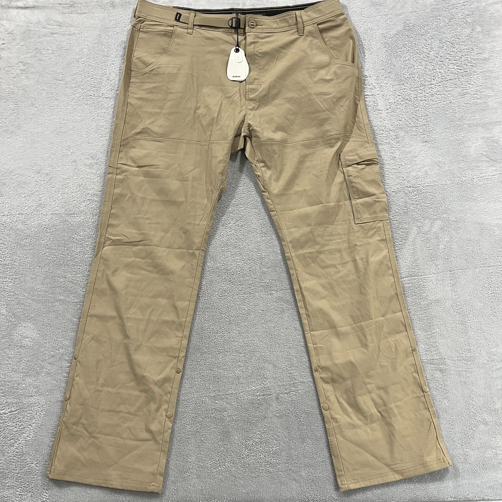 Prana Stretch Zion Pants II Men 40x34‎ Beige Straight Leg Relaxed Fit Hiking